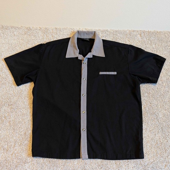 Daddy O's Other - Daddy Os Mens Black Short Sleeve Button Up Shirt Dice Buttons Size L Made in USA